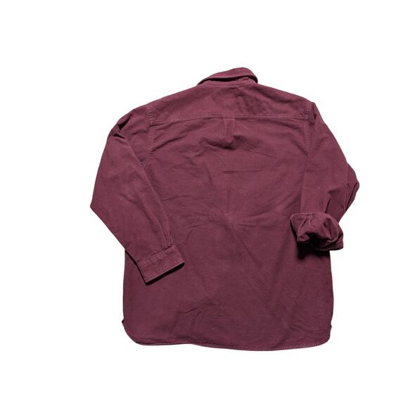 L.L. BEAN Long Sleeve button up, L, Red/Maroon; CHAMOIS Flannel Shirt, - Picture 2 of 7